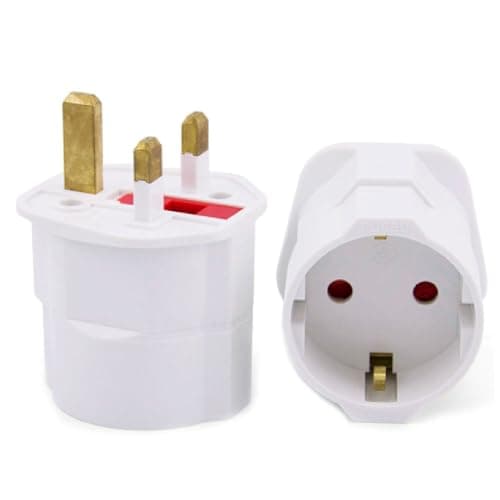 European 2-pin to UK 3-pin Plug Travel Adapter | Fused (13A) | Conforms to UK Safety Regulations and Electrical Circuits | (NOT for UK Shavers/Toothbrushes Bathroom Plugs)(1 Pack), White — view 3