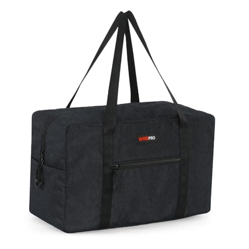Ryanair Cabin Bag 40x20x25 cm - Foldable & Water-Resistant Underseat Carry On Luggage Holdall for Ryanair & Other Flights | 20L Travel Duffel Overnight Bag for Women & Men (Black)