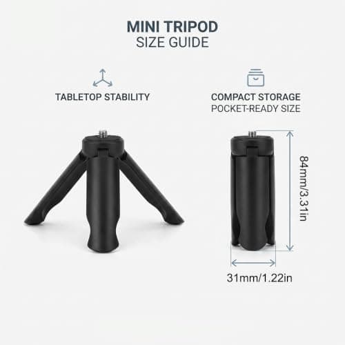 Mini Tripod Stand for Portable Cameras, Black Tabletop Camera Mount Compatible with DJI Osmo Pocket 3 & 2, Versatile Compact Desktop Tripod for Photography & Videography — view 2
