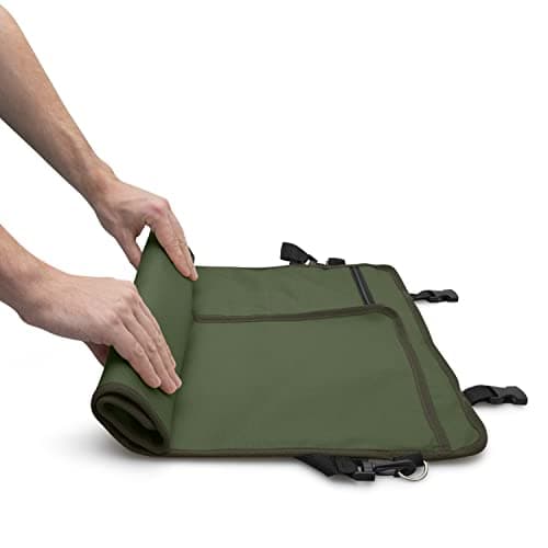 OUTSTANDER Chefs Knife Roll Bag with 11 Slots, Heavy Duty 16OZ Waxed Canvas Knives Case for Camping, Waterproof Storage Tool Wrap for Equipment of Chef, Comes with Shoulder Strap (Green) — view 5