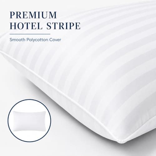 AmigoZone Hotel Quality Stripe 8 Pack Pillows - Bounce Back Pillow Cotton Blend With Virgin HollowFibre - Firm Support Anti Allergy Machine Washable - 48x74cm - Pack of 8 — view 2