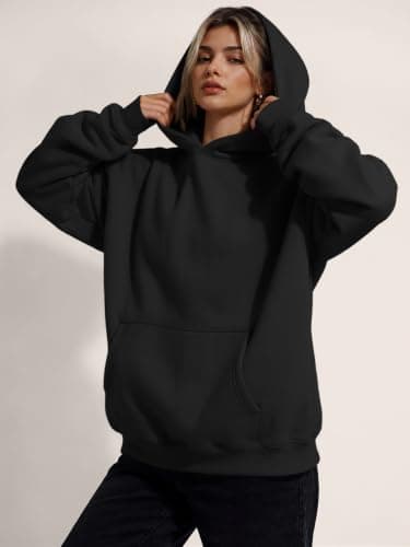 LILLUSORY Womens Oversized Hoodies Fleece Ladies Sweatshirts Black S — view 5