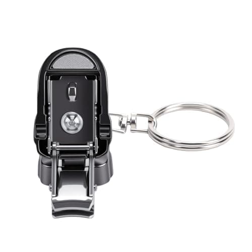 Yinhing Travel Folding Nail Clipper Collapsible Nail Clipper Stainless Steel Keychain Design with Zinc Alloy Handle for Travel Backpack Pocket (Silver Black) — view 3