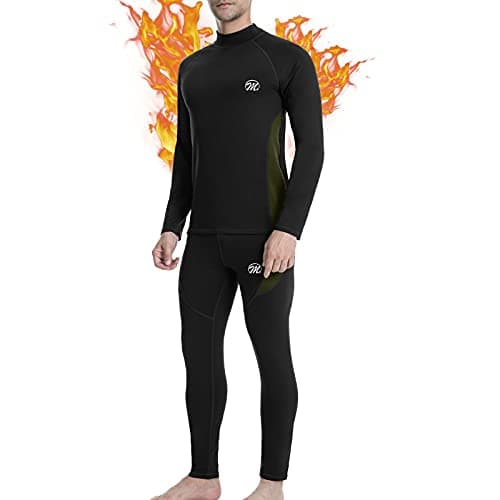 MEETWEE Men's Thermal Underwear Set, Compression Base Layer Long Johns Long Sleeve Top Shirt Suit for Winter Workout, Black, XL