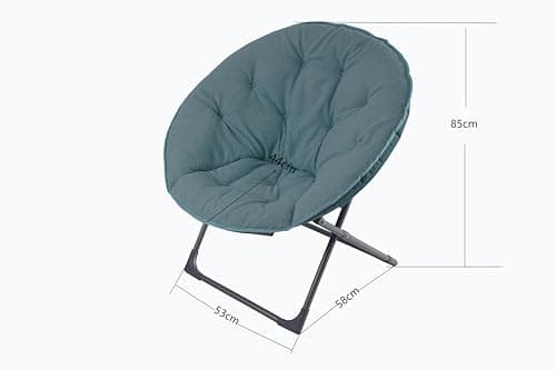 Portable Soft Moon Chair Folding Camping Chair Cozy Reading Chair Sheep Wool Accent Stool for Bedroom Balcony Relaxation Areas Gardens Patios80x80x37cm (Blue) — view 2
