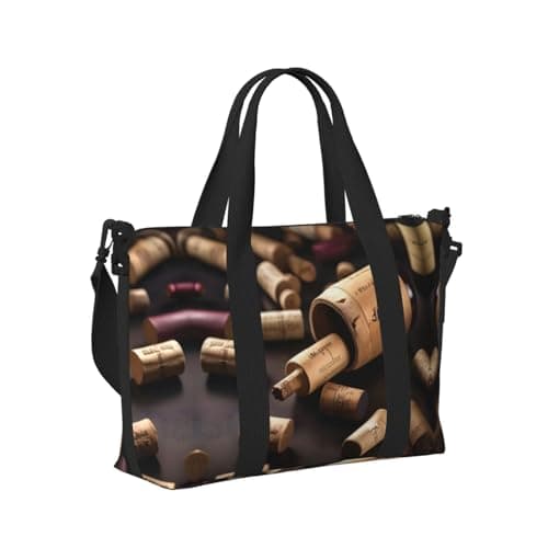 Wine Bottle Cork print Travel Duffel Bag,workout duffel bag, overnight shoulder Bag,Weekender Bag for Women Men, Black, One Size — view 3