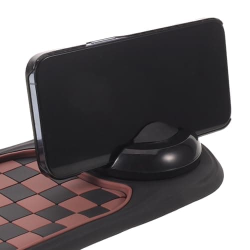 VILLCASE Multifunctional Brown Pvc Car Phone Mount and Anti-slip Mat for Car Dashboard with Enhanced Stability and Organizing Small Essentials for Interior and City Commutes — view 3