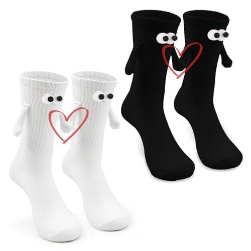 uinnossvc 2 Pairs Funny Magnetic Socks That Hold Hands