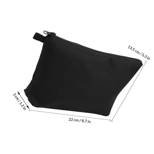 POPETPOP Pure Black Makeup Organizer Bag for Women Polyester Clutch Pouch with Zipper Portable Travel Cosmetic Storage for Lipstick Eye Shadow Shaving Kit Daily and Journey Use — view 2