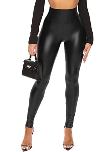 Navneet Women Wet Look Leggings Leather Leggings Faux Leather Trousers
