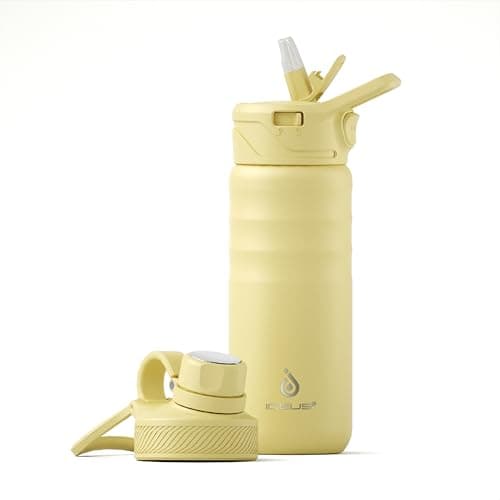 IDEUS Vacuum Insulated Water Bottle 540ml/18oz, Leak-Proof Stainless Steel Water Bottle, Double Wall Flask, Metal Sports Canteen with 2 Lids