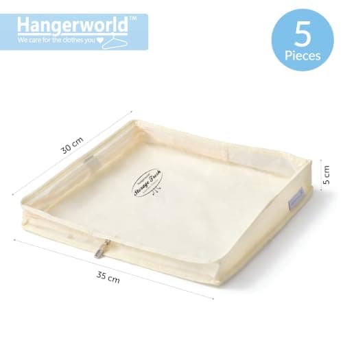 HANGERWORLD Pack of 5 Cream Breathable Cashmere Jumper Clothing Storage Pouch Bag with Clear Front — view 2