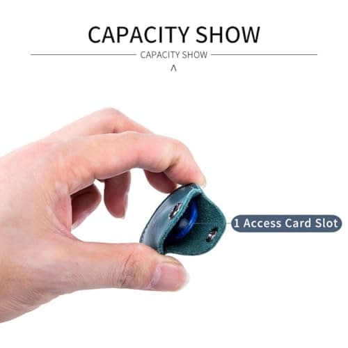 Hrlace Leather Access Card Holder RFID Key Fob NFC Smart Key Tag Protective Case Card RFID Pod ID Card Protective Cover General Access Card Case Leather Key Ring Olive Green — view 6
