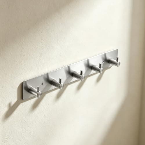 WOOPHEN Coat Rack Wall Mounted Coat Hanger 5 Hooks (Brushed Nickel) — view 5