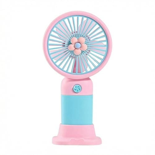 PORUPAEL Handheld Fan, Cute flower Hand Desk Fan Rechargeable Mini Portable Fans Handheld USB Rechargeable Fans Hand Held Travel Cooler for Home Office Bedroom Outdoor Travel (Pink)