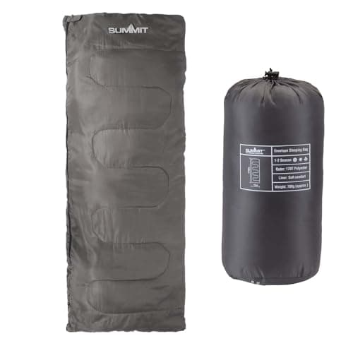 VFM e-Store - Envelope Sleeping Bag Single Stylish, Warm, Easy To Pack Camp Bag Outdoors Camping Hiking Holidays Festivals Travel - Grey Envelope
