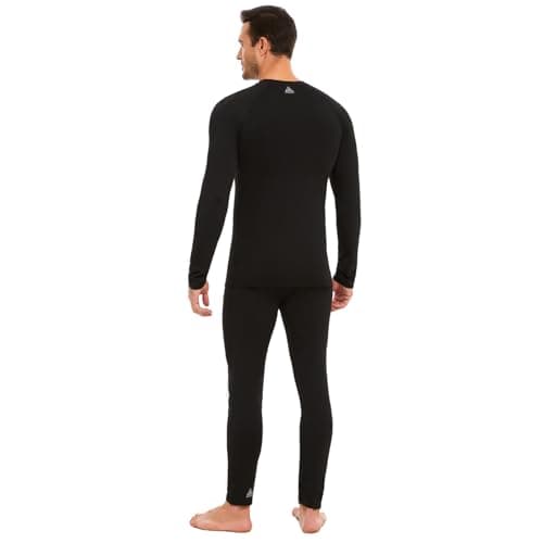 AMZSPORT Mens Thermal Base Layer Set Warm Fleece Lined Winter Underwear Breathable Long Johns Compression Long Sleeve Top & Bottom Black XL — view 3