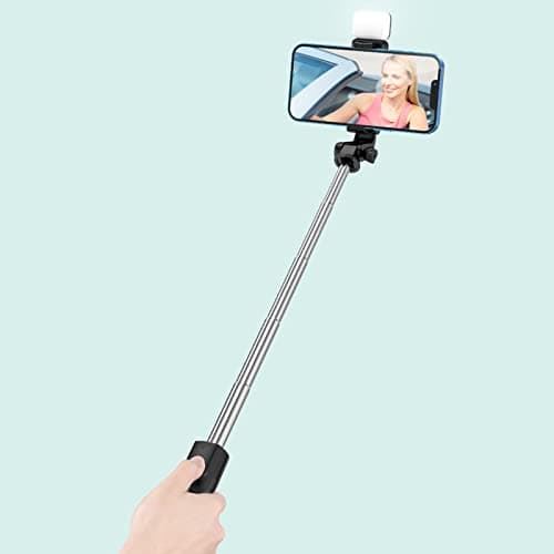 Generic Telescopic Folding Live Video Tripod Selfie Stick with Remote Control for Family Travel Portable Stainless Steel Selfie Rod for Vertical and Horizontal Photos (Black) — view 5