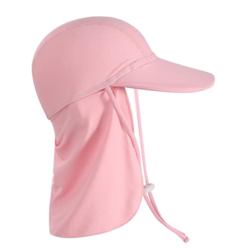 Kids Beach Sun Hat with Neck Flap UPF 50+ Summer Swim Cap with Adjustable Chin Legionnaires Hat Sun Protection Beach Hat Soft Neck Protection Sun Visor Baseball Cap for Travel Holiday Seaside — view 3
