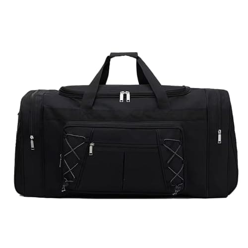Travel Duffle Bags for Men Weekender Over Night Carry On Bag Lightweight Extra Large Oxford Duffel Gym Sturdy Luggage Water-Proof for Men & Women 26" (Blue Gold), Red Gold, XL (Pure Black)