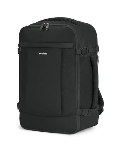 ECOHUB Ryanair Cabin Bags 40x20x25，20L Anti-theft Underseat Carry On Travel Backpack, Recycled Hand Luggage Bag with Laptop Compartment,Flight Rucksack bag for men women, Black (Patent Pending)