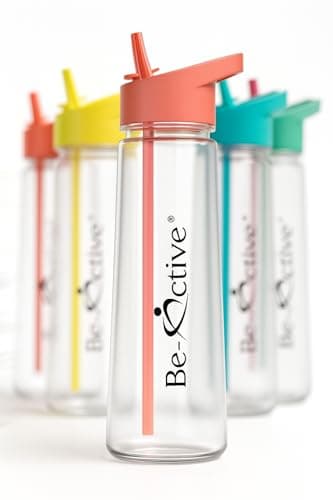 Be-Active Motivational 900ML Water Bottle | with Times to Drink | Straw | Hydrate | BPA Free | Tracker (Coral) — view 4
