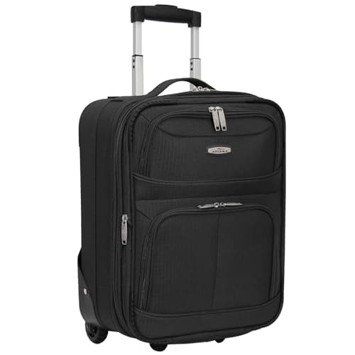 ARIANA® Lightweight Hand Luggage Cabin Size Trolley Suitcase Easyjet Underseat Cabin Carry On Travel Bag 45x36x20cm (Black)