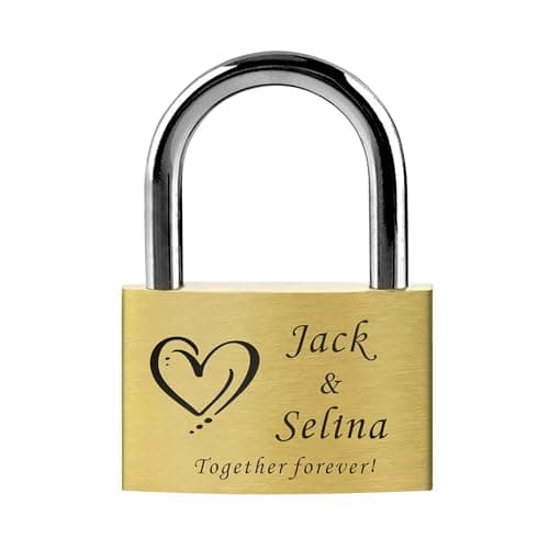 Personalised Padlock Engraved Padlock Love Lock Personalised Locks for Her Him Girls Couples Lover Anniversary Wedding Gifts for Christmas Large Love Lock for Travel Trip Valentines (Design 4)