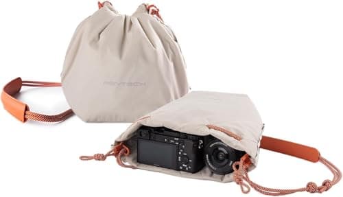 PGYTECH OneGo Drawstring Camera Shoulder Bag Handbag, Soft Camera Case Pouch Compatible with Mirrorless Cameras/Nikon/Canon/Sony/Fujifilm, for Instax/Action Cameras/DJI OSMO Pocket 4/3, White