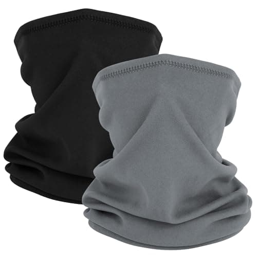 AUYAO Fleece Neck Warmer Thermal Snoods Unisex Winter Cold Weather Knitted Neck Covering Scarf Neck Gaiters Warmer Snoods Headwear Bandana Motorcyclists Snoods for Sports Outdoor(Black+Dark Gray)
