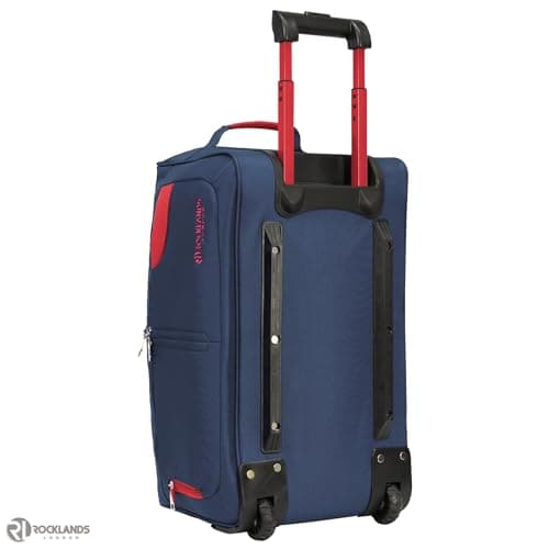 Rocklands® Lightweight Luggage Rolling Holdall Suitcase Wheeled Small Duffle Bag Travel Bag RL501 (Navy/Red, Small (Carry on) 20" (H55 x L29 x W28 cm)) — view 3