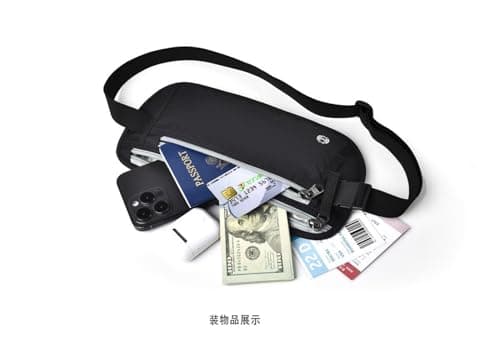 RFID Blocking Travel Money Belt - Anti-Theft Hidden Waist Wallet for Passport, Credit Cards & Phone - Security Fanny Pack for Men & Women (12 Colors), Purple, Modern — view 5