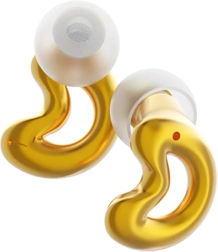 Relaxcharm Concert Ear Plugs Noise Reduction 19dB Earplugs for Concerts, Festival,Gig,Live Music,No Ringing with 10 Ear Tips (XS/S/M/L/Double Layer) Gold