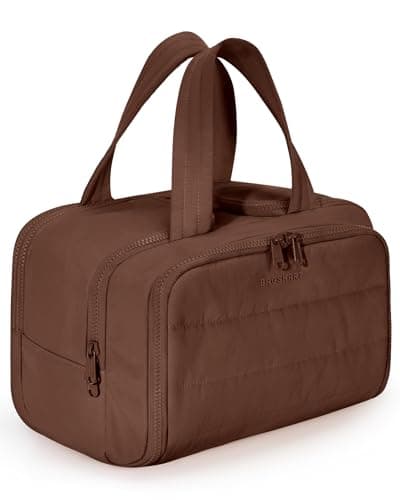BAGSMART Large Travel Toiletry Makeup Bag, Upright Storage, Brush Pocket