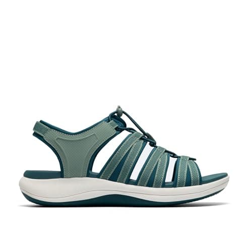 Clarks Women's Athleisure Fisherman Sandal, Teal Textile, 8 Wide — view 6