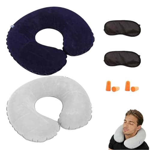 WZHHDM Inflatable Neck Pillow For Travel, 2PCS Inflatable Travel Pillow