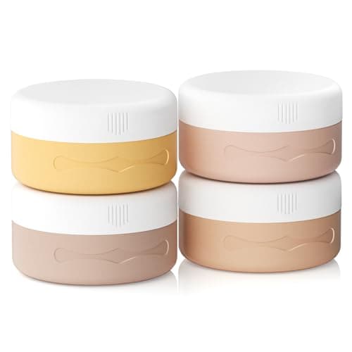 Euqvunn Travel Pots for Toiletries, Travel Containers TSA Approved Travel Tubs 40ml, Silicone Leak-proof Travel Cosmetic Containers with PP Lids for Cosmetic Face Body Hand Cream (Light Apricot)