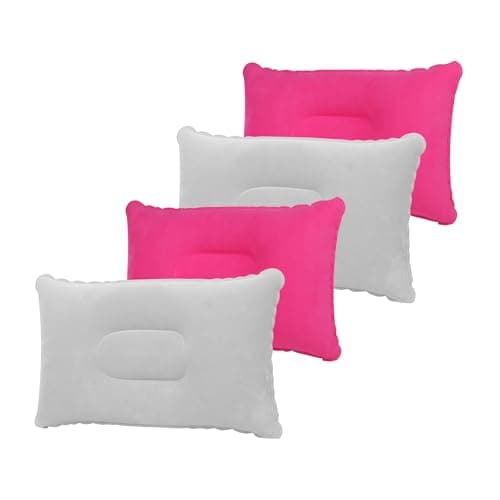 TRIXES Inflatable Pillows 4-Pack, Grey & Pink - Lightweight Pillows