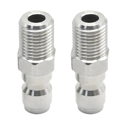 Hoypeyfiy 2Pcs 1/4 Inch BSP Male Pressure Washer Adapter 1/4 Inch BSP Male Thread Fitting Quick Connect Socket Plug Stainless Steel Coupler for Pressure Washer Outlet Spray Lance 5000 PSI — view 5