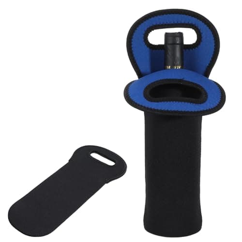 1 PCS Wine Carrier Tote Bag Holder, Insulated Wine Cooler Bag for Wines Beer Champagne Drinks Bottles, Portable Neoprene Material Wines Bottle Holder for Restaurant Travel Picnic Party (Single, Blue)