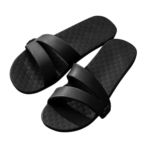 Travel Slippers Women's Shower Foldable Shoes Lightweight EVA Slippers Non-Slip Bath Sandals Summer Slide Mules Beach Indoor/Outdoor Bathing Unisex Plain Gift, black, 9 UK