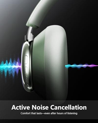 Wentronic Y03 Bluetooth Headphones Wireless Active Noise Cancelling Over Ear Headphones 48 Hours Playtime 6 EQ Music Mode High Sound Quality Headphones with Soft Ear Cushion - Green — view 5