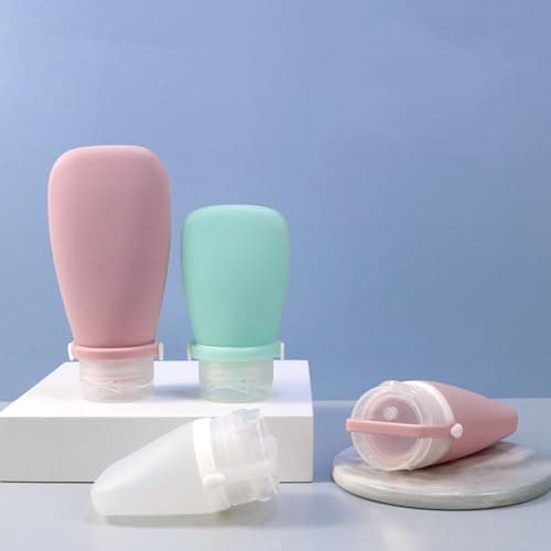 BIUDECO 2pcs Silicone Travel Bottles 60ml Leak-proof Reusable Containers for Dispensing Moisturisers Portable Travel Size Toiletries for Women — view 5