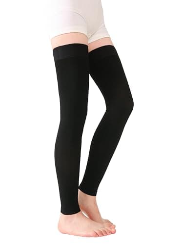 TOFLY® Medical Thigh High Compression Stockings Footless for Women & Men, Opaque Support Hose, 20-30mmHg Graduated Compression Socks with Silicone Band for Varicose Veins, Edema, DVT, 1 Pair Black M