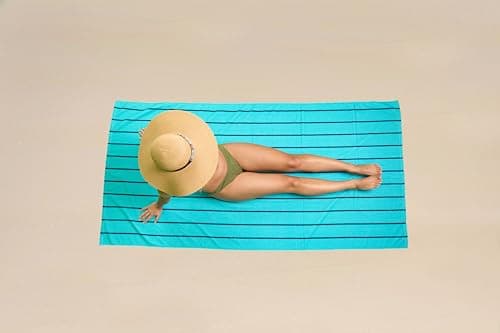 GC GAVENO CAVAILIA Extra Large Beach Towel 1 Piece - Quick Dry Sand Free Microfiber Beach Towels For Adults (100x200 Cm) - Super Absorbent Lightweight Travel Camping Swimming Towels - Aqua/Navy — view 5