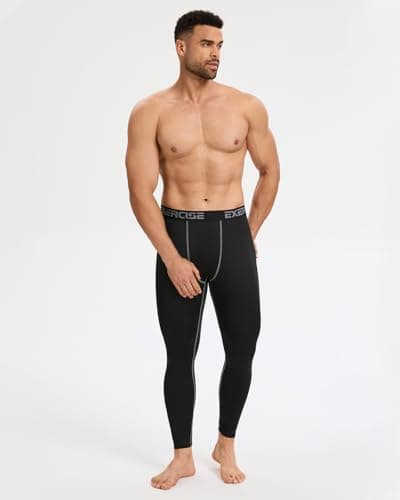 Orrfreer 4 Pack Men's Thermal Underwear Trousers Long Johns Fleece Lined Thermal Leggings Warm Compression Pants Base Layer Leggings for Ski Running Outdoors Black/Charcoal/Grey/Navy M — view 2