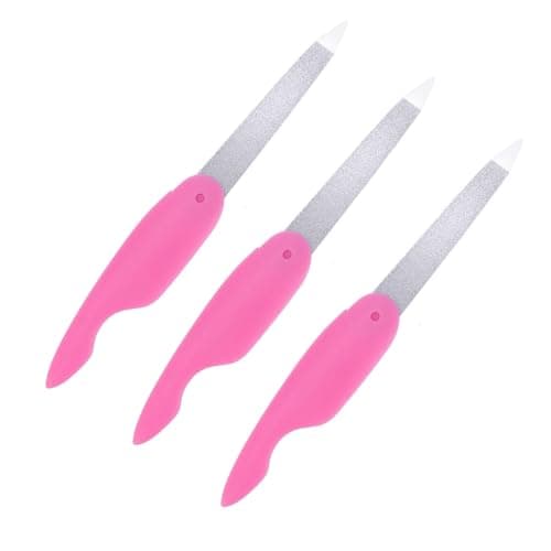 FRCOLOR 3Pcs Stainless Steel Folding Nail Files Portable Manicure Nail Buffers for Smooth and Shiny Nails Daily Use at Home and Travel