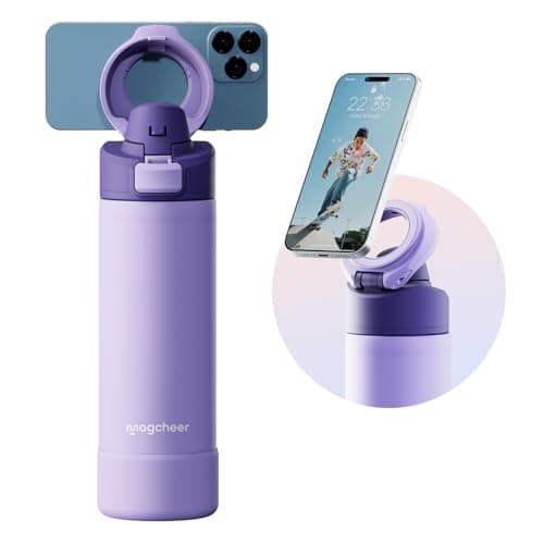 Magcheer 750ml Insulated Bottle with Magnetic Phone Holder（Purple）