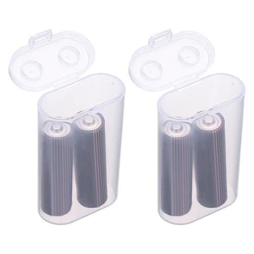 sourcing map Battery Organizer Storage Box, 2 x 18650 Batteries Plastic Clear Battery Storage Case Holder Garage Container Portable Organizer for Travelling, Home, Office, Garage (Pack of 2)