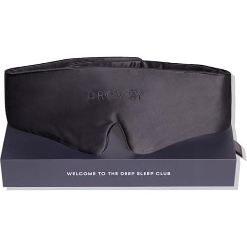 Drowsy Featherweight Silk Sleep Mask – Luxury Blackout Eye Mask for Sleeping & Travel, 100% Mulberry Silk, Lightweight Comfort, Adjustable Strap, Protects Skin & Hair - Moonlight Shadow — view 2